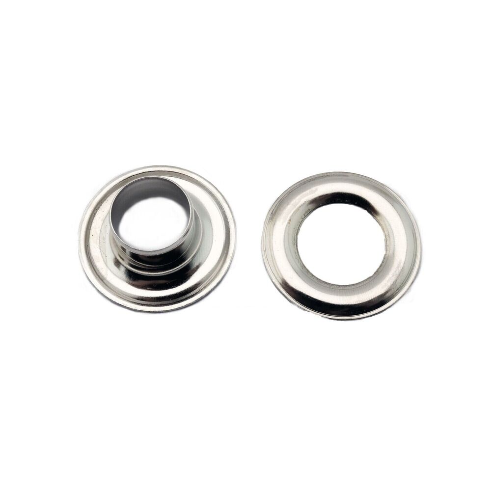 DIY Nickel Size #4 Plain Rim Metal Grommet Eyelets Silver Set of 50 w/ Washer